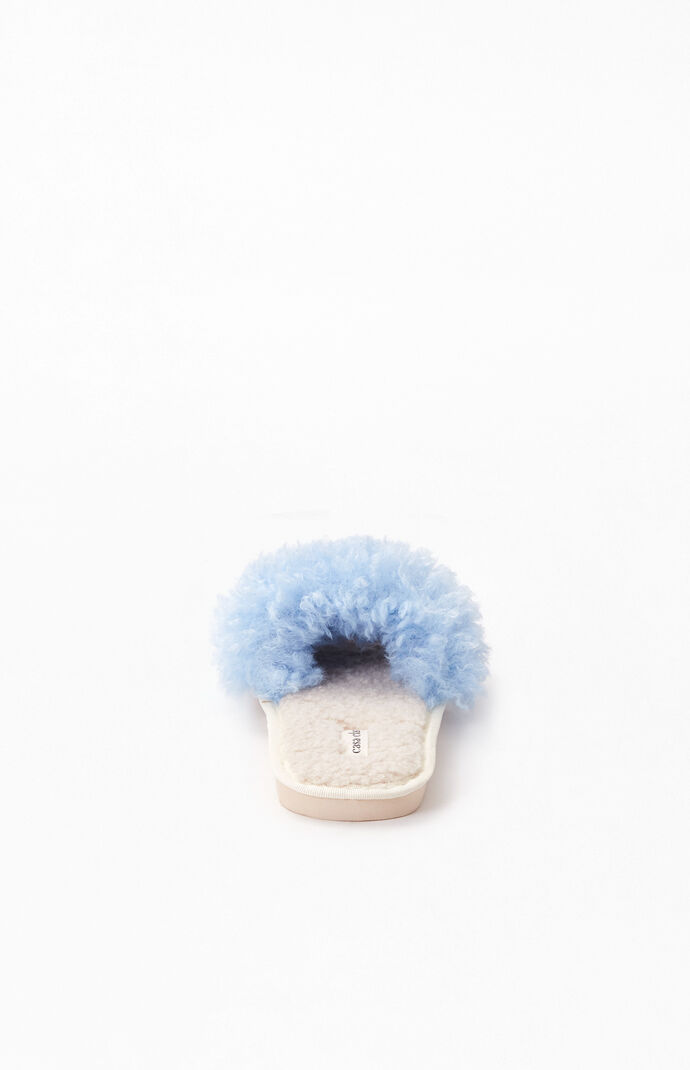 Blue Fuzzy Slide Slippers