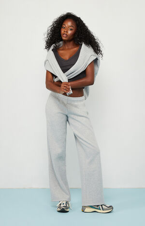 Heather Grey Ultra Soft Fleece Baggy Sweatpants image number 1