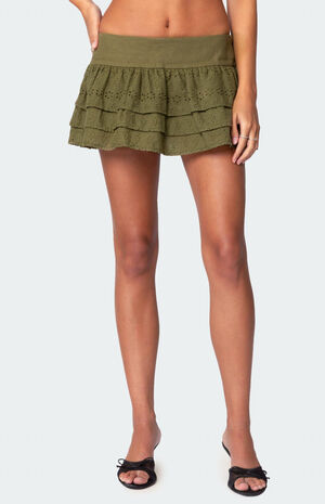 Fluer Ruffled Eyelet Mini Skirt image number 2