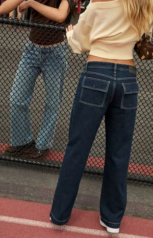 Casey Low Rise Baggy Jeans Contrast Stitch Rinse Denim image number 1