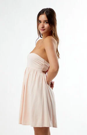 Tie Back Strapless Babydoll Mini Dress image number 3