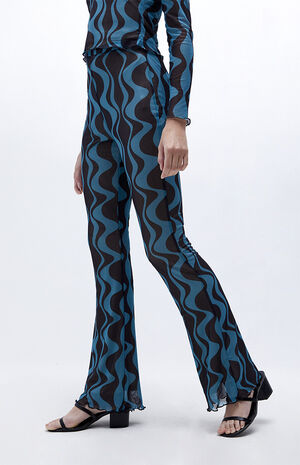 Recycled Wavy Print Flare Trousers image number 2