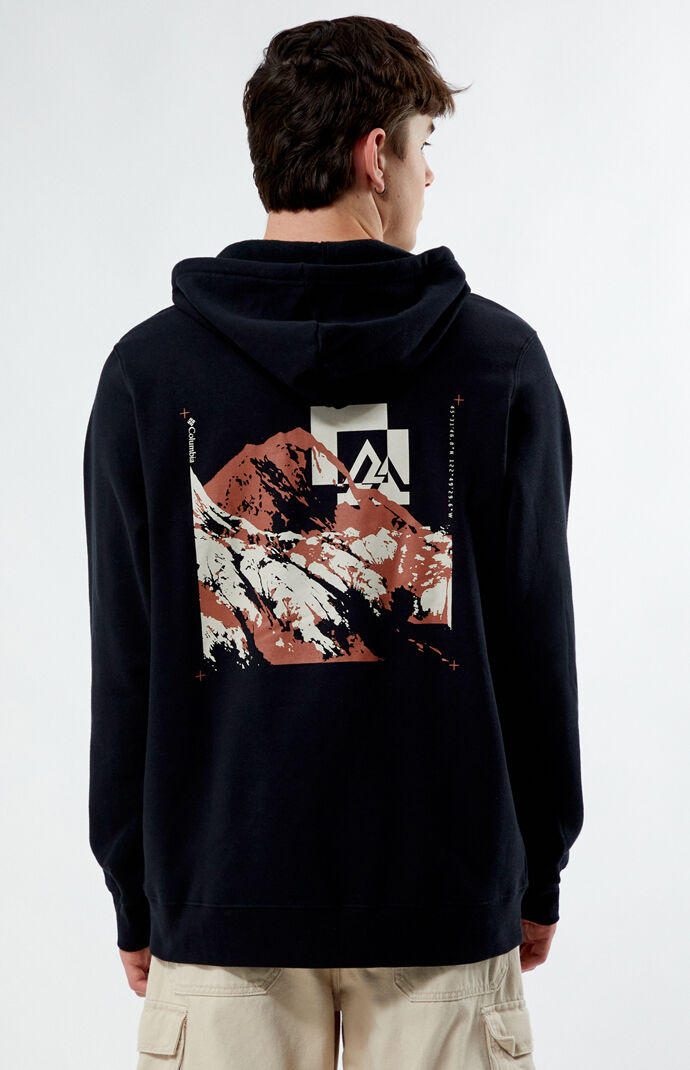 Columbia Trek Graphic Hoodie Sudadera, Negro/Arco Al Aire Libre, L