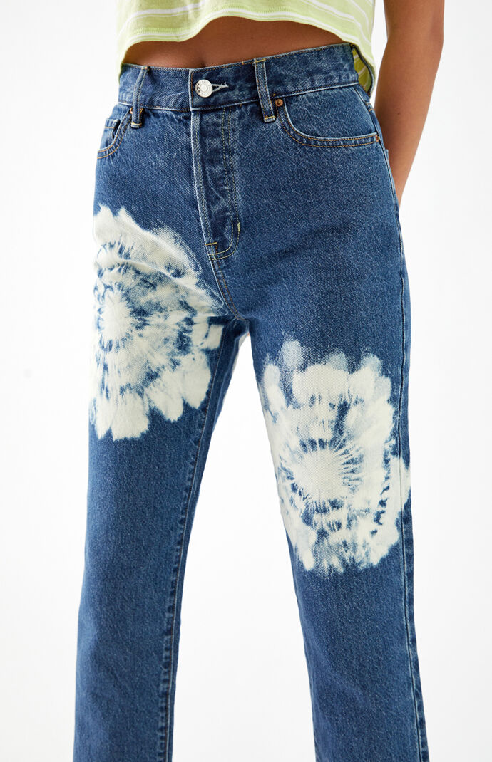 Tie Dye High Waisted Straight Leg Jeans