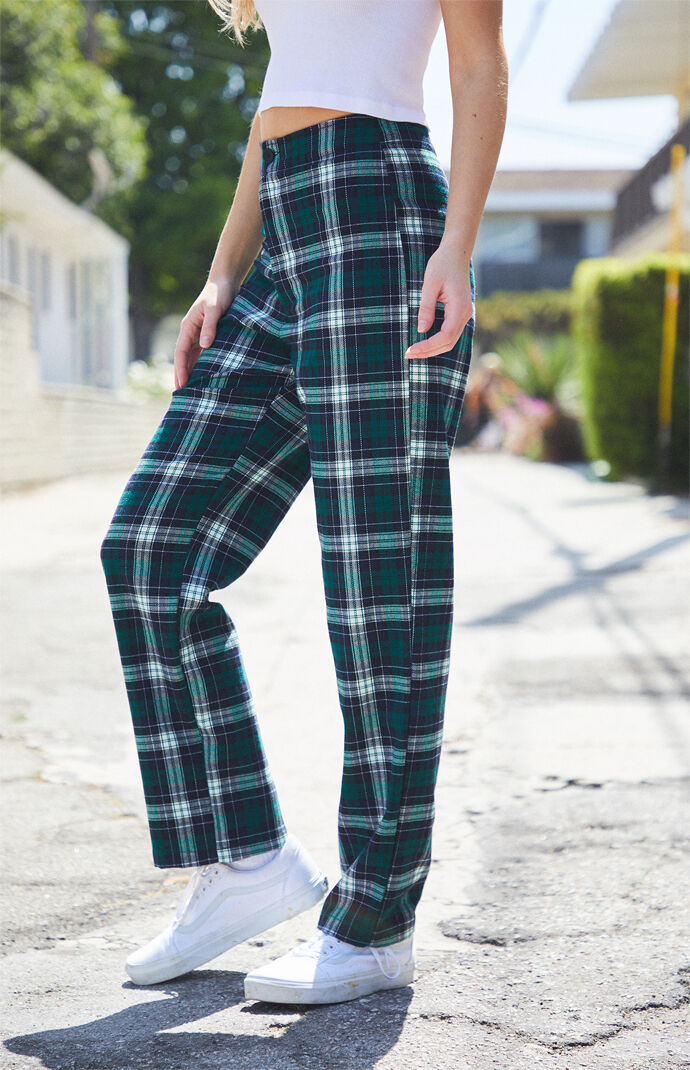 John Galt Blue Green Plaid Kim Pants PacSun PacSun