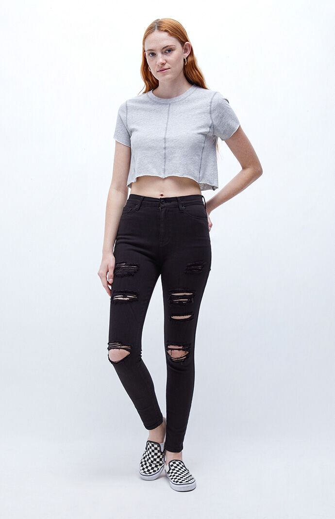 Black Ripped High Waisted Jeggings