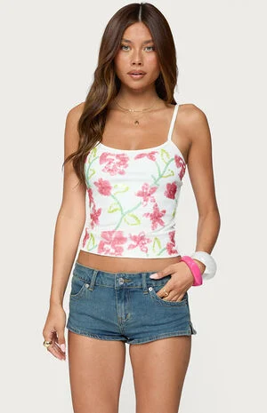Beaded Floral Embroidered Tank Top image number 1