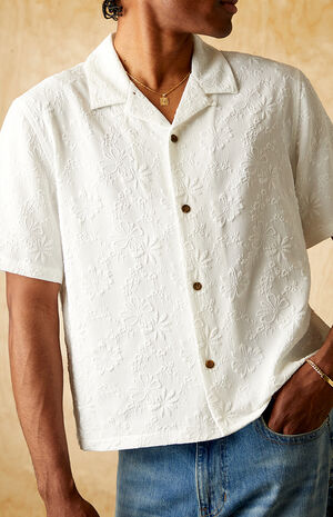 White Bloom Oversized Camp Shirt image number 2