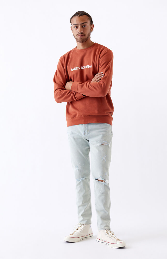 Light Ripped Slim Taper Jeans
