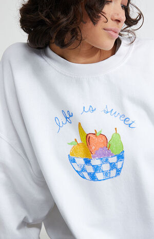 Life Is Sweet Crew Neck Oversized Sweatshirt image number 4