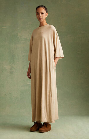 Fear of God Essentials Women's Gold Heather 3/4 Sleeve T-Shirt Dress |  Pacsun