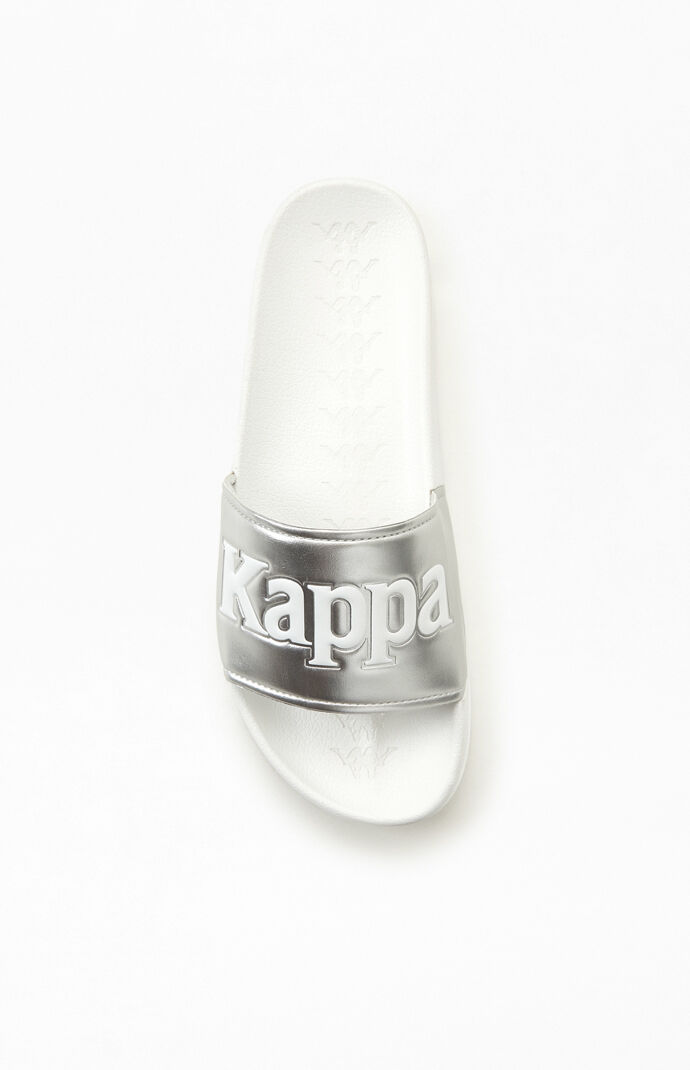 White & Silver 222 Banda Adam 9 Slide Sandals