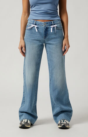Casey Low Rise Baggy Jeans Bow Medium Indigo image number 2