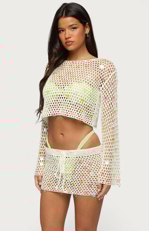 Kirah Sequin Crochet Top image number 2