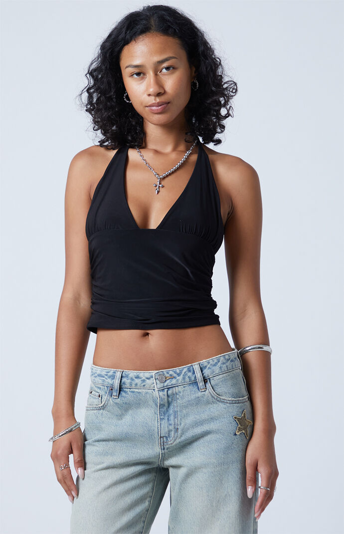 Third Charm Blair Deep V Halter Top | Pacsun
