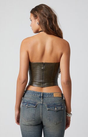 Faux Leather Grommet Tube Top image number 5
