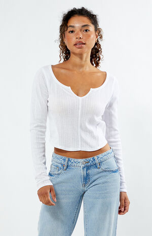 Hana Pointelle Long Sleeve Top image number 1