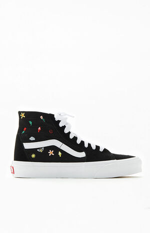 Black Embroidered Sk8-Hi Tapered Sneakers image number 1