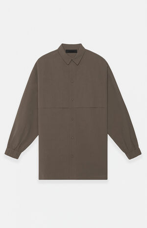 Brown Military Nylon Overshirt Jacket image number 1