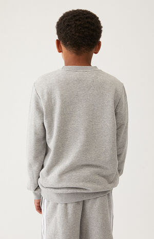 Kids Heather Grey Trefoil Crew Neck Sweatshirt image number 4