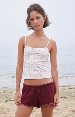 Skylar White Floral Cropped Tank Top image number 2