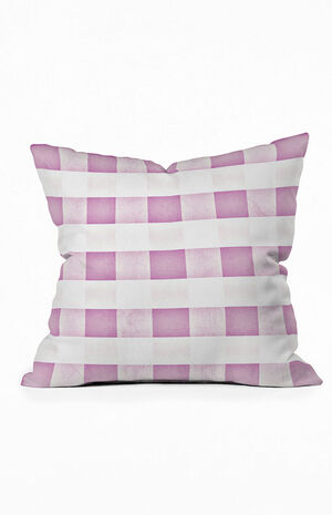 Purple Plaid Small Outdoor Throw Pillow
