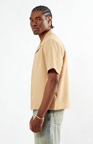 Tan Bloom Oversized Camp Shirt image number 3