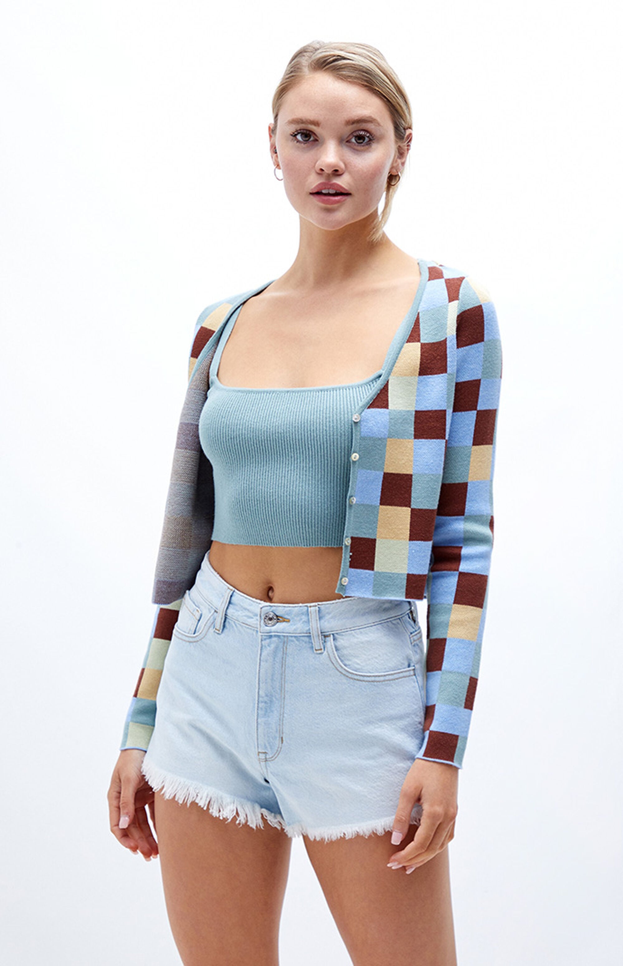 Pacsun Eco Light Blue High Waisted Denim Festival Shorts | PacSun