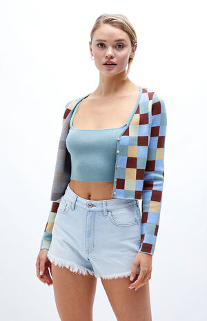 Eco Light Blue&nbsp;High Waisted Denim Festival Shorts image number 1