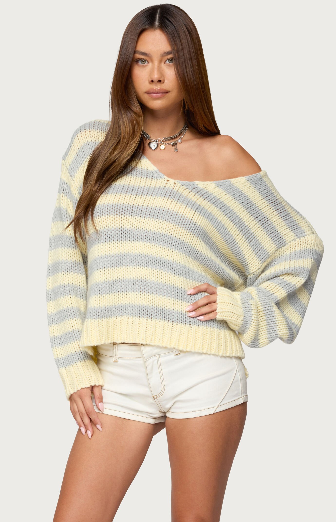 Edikted Eugenie Oversized Striped Knit Sweater