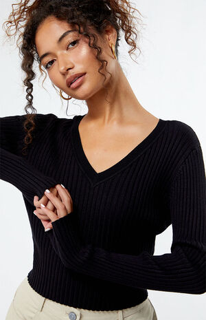 Knit V-Neck Sweater image number 2