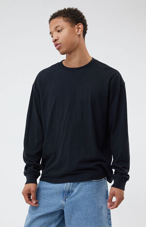 Black Loch Long Sleeve Oversized Boxy T-Shirt image number 3