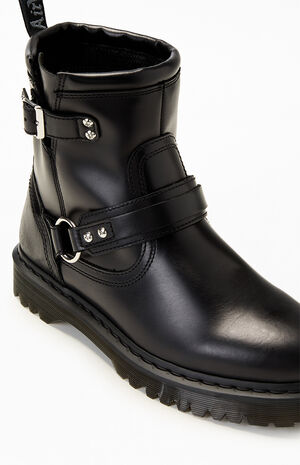 Black Anistone Harness Leather Low Biker Boots image number 6