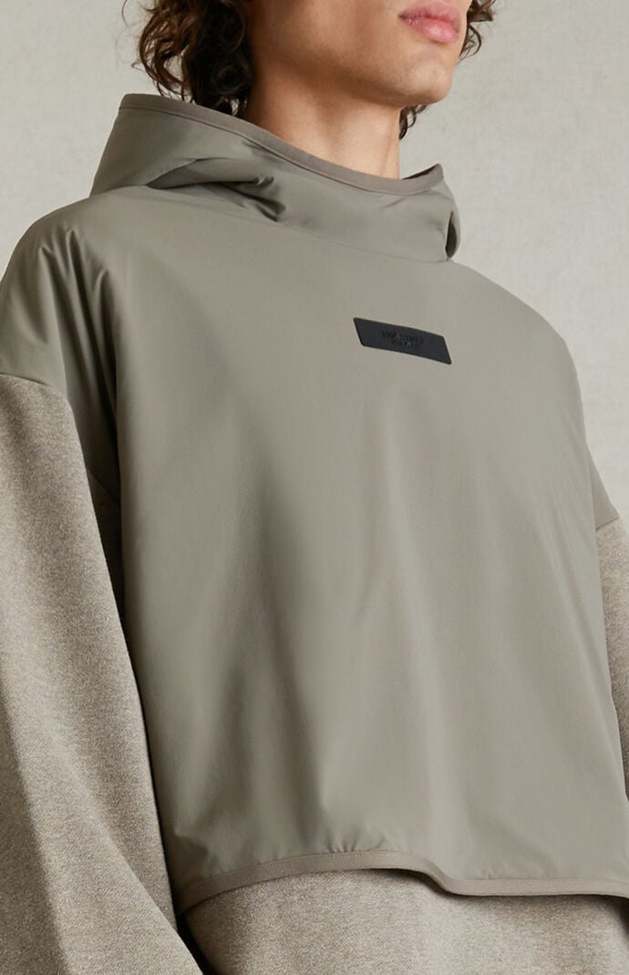 Fear of God ESSENTIALS Dust Heather Grey Nylon Fleece Hooded Sweatshirt
