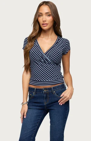 Naame Striped Wrap Top image number 1
