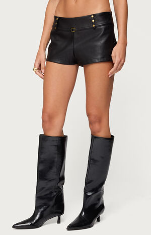 Reese Studded Faux Leather Micro Shorts image number 2