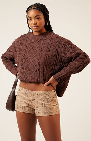 Faux Suede Snake Micro Shorts image number 1