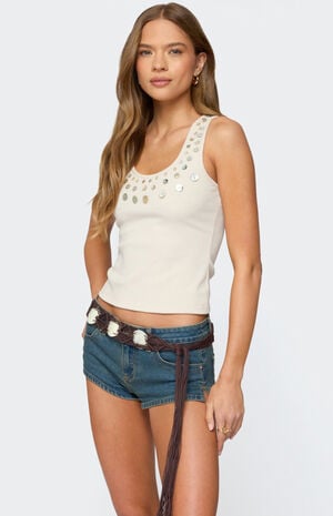 Shell Button Scoop Tank Top image number 3