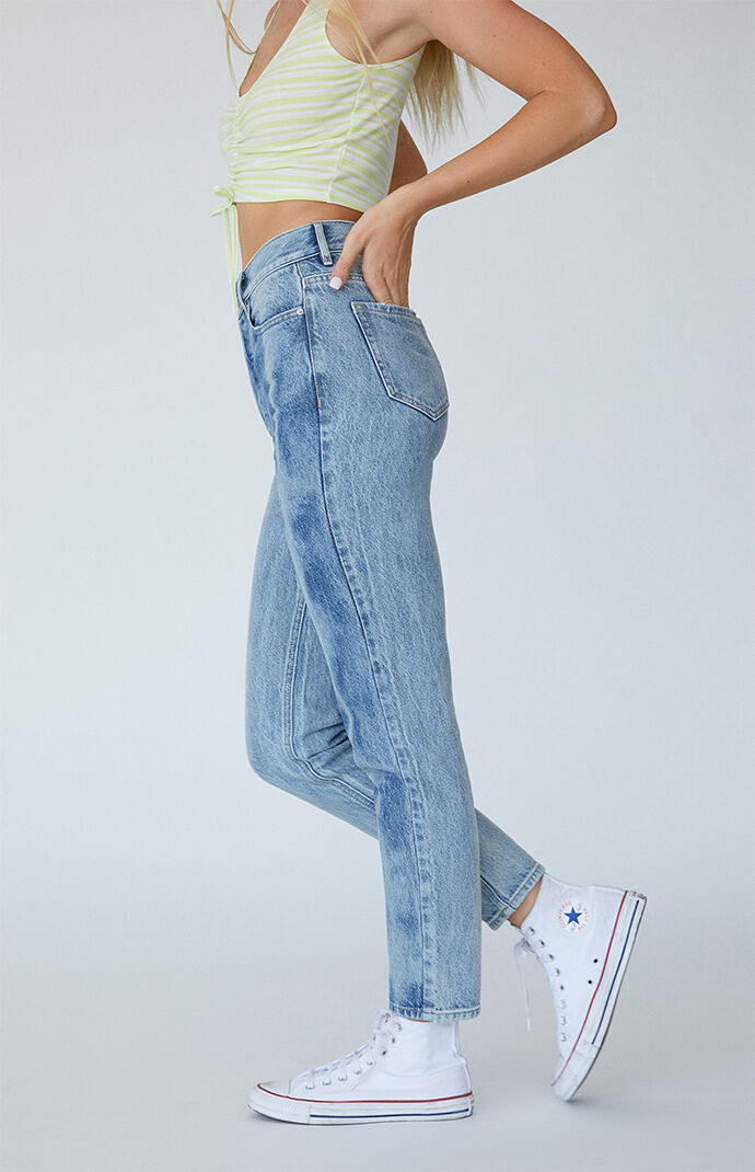 Two-Tone Ultra High Waisted Slim Fit Jeans