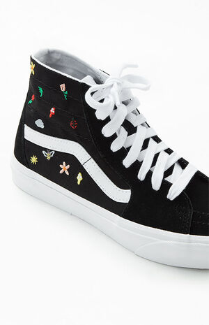 Black Embroidered Sk8-Hi Tapered Sneakers image number 6