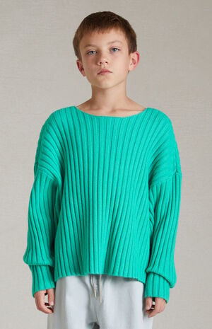 Kids Mint Leaf Raw Neck Sweater image number 1