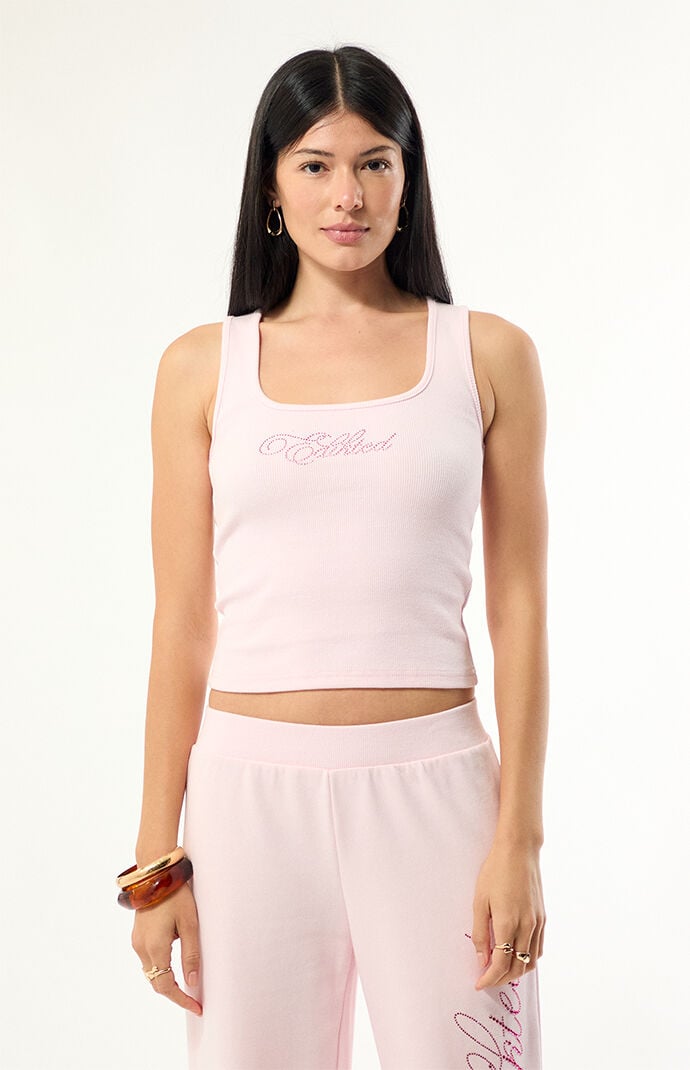 Edikted Studio Rhinestone Ribbed Tank Top
