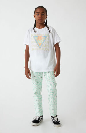 Checkerboard Flower Straight Leg Jeans image number 6