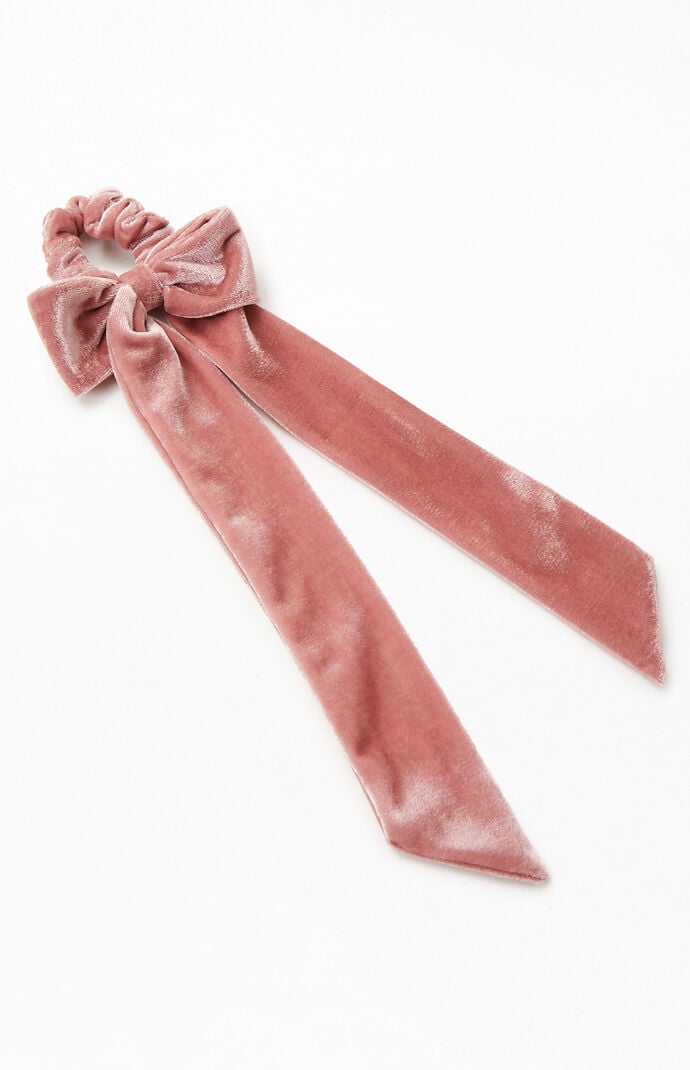 Mauve Velvet Long Tie Scrunchie