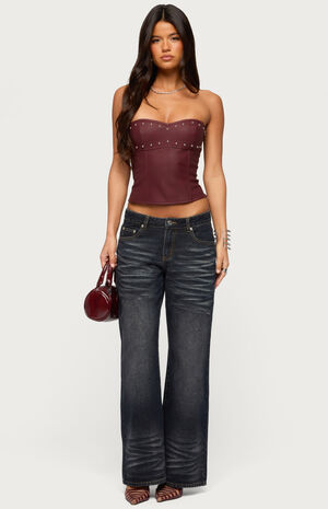 Izara Studded Faux Leather Corset image number 5