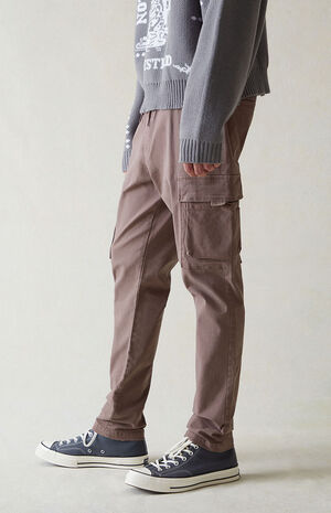Eco Stretch Canvas Taupe Slim Cargo Pants image number 5