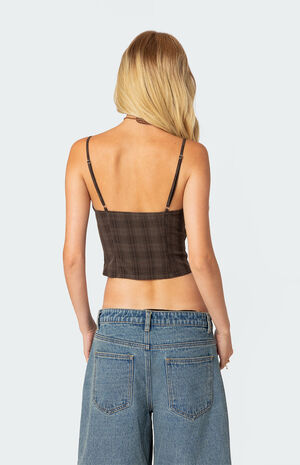 Plaid Lace Up Corset image number 3