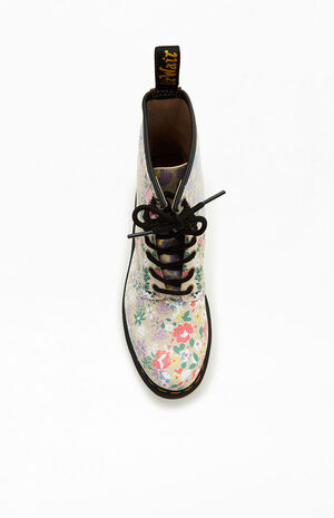 Women's Floral Leather Lace Up Boots image number 5