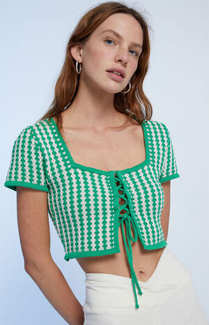 Lace Up Crochet Sweater image number 2