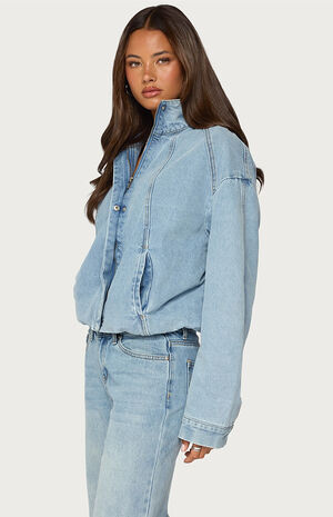 Jaysi High Neck Denim Bomber Jacket image number 2
